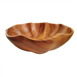 <b>Large</b> Polished Acacia <b>Wood</b> Vintage Rustic Farmhouse Salad Serving <b>Bowl</b> Party Home Eco-Friendly Handicrafts BS INTERNATIONAL - Product Image 5