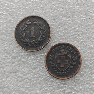 Pièces de monnaie commémoratives de style antique suisse de 1 centime, 1855-1896, cadeaux, décoration de la maison - Product Image 3