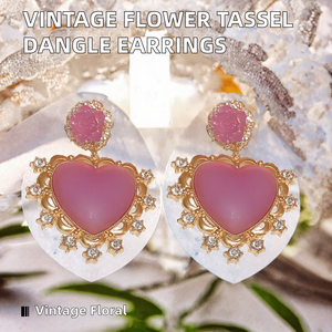 Los Mejores Pendientes Colgantes Vintage con Forma de Corazón Rosa y Flores, Chapados en Oro con Cristales de Estrás, para Regalo de Boda o Fiesta - Product Image 2