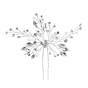 Forcina a forma di U fatta a mano da donna accessori da sposa da sposa con diamante di vetro di perle per la cena dell'anniversario - Product Image 5