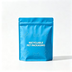 Custom Printed Recyclable Mono PE Matte Sage Green Resealable Zipper Stand Up Pouch For Dog <b>Cat</b> Treat Pet Food Packaging Bag - Product Image 3