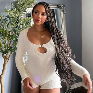 Combinaison moulante sportive pour femme, style HO 2024, douce et mignonne, unie, avec effet push-up, découpes, style bodycon - Product Image 2