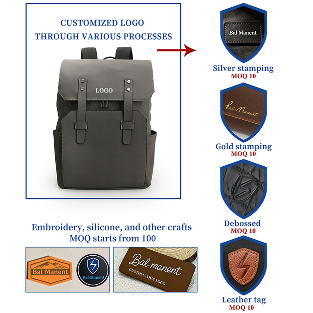 Large Capacity Laptop Backpack Custom Logo Waterproof Vegan Leather School Business Design Custom Backpack for Men