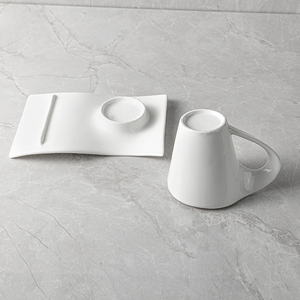 Set di Tazze da <span class=keywords><strong>Caffè</strong></span> con Portabiscotti, Tazza da Tè Unica con Piattino, Tazza in Ceramica Bianca, Tazze Vajjila, Set di Tazze in Porcellana per Arredamento Tavola - Product Image 5