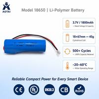 Baterai Li-Polymer 18650 Kustom 3.7V 1800mAh 6.66Wh Isi Ulang Silinder Konektor JST Kamera Keamanan Lampu LED