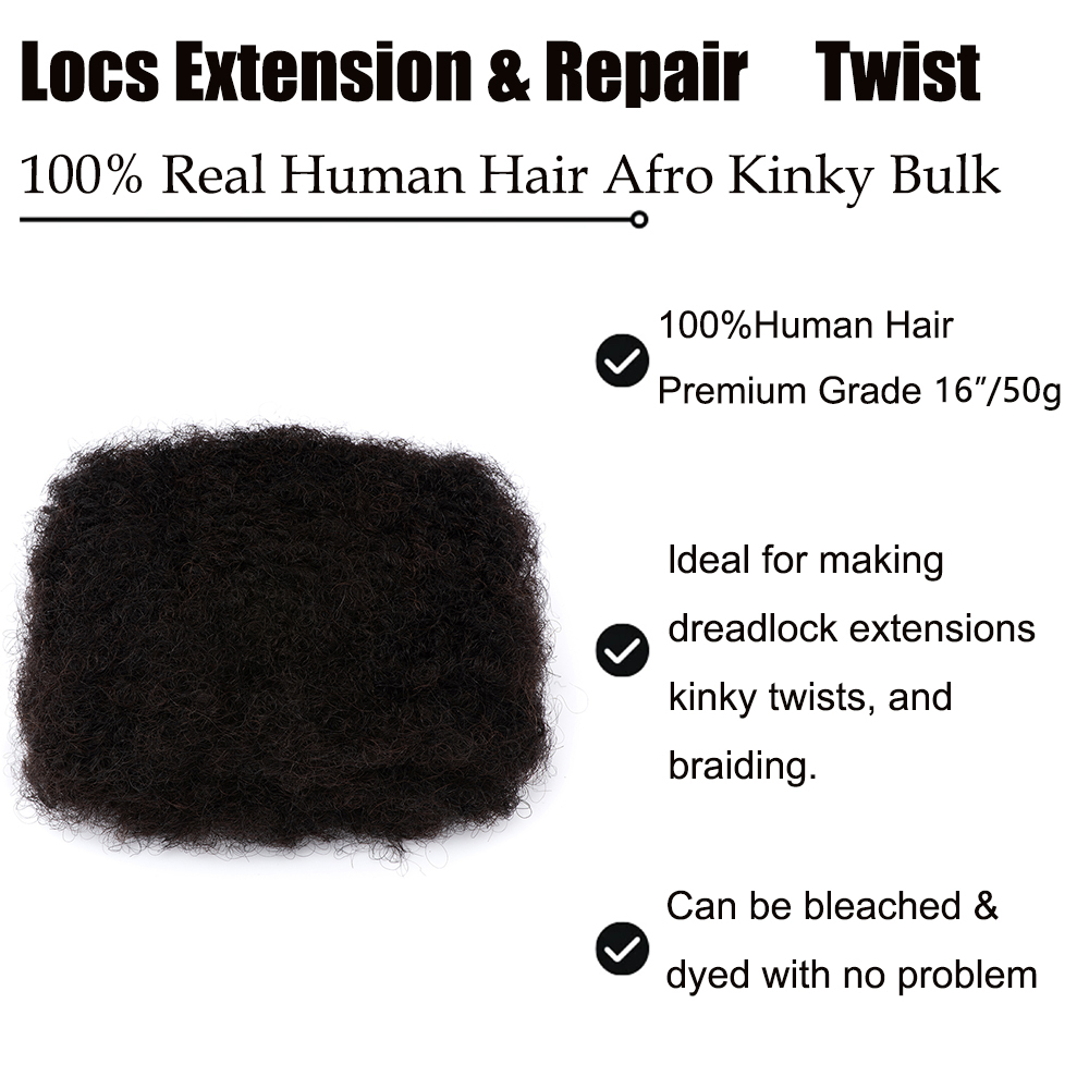 KAMA 100% Human Hair Extensions Dreadlock & Loc Extension for Afro Kinky Braids & Locs Repair Crochet Compatible Detail Section 2