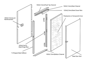 Hiện đại đôi cửa thép chính cổng Thiết kế phổ biến với tính năng phòng cháy hoàn thành trong thép không gỉ - Product Image 4