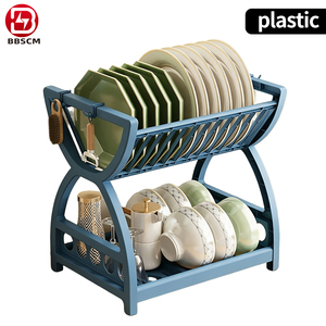 Multifunctional Sustainable Double-Layer PP Plastic <b>Kitchen</b> <b>Storage</b> Rack Non-Folding Design Modern Style Dish Drainer Knife - Product Image 3