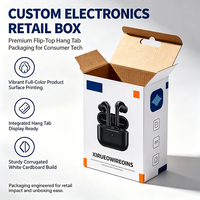 Boîte pliable en carton ondulé avec impression couleur personnalisée du logo, pour emballage de produits électroniques 3C, écouteurs, boîte cadeau, boîte à rabat