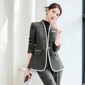 Women's <b>Wool</b> Suit Set With Embroidered Pattern Winter Casual Workwear - Product Image 4
