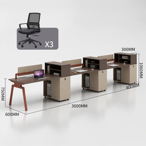 Moderna scrivania da ufficio per 3 persone convertibile modulare per cubicolo con divisorio a forma di L per piccoli spazi - Product Image 1