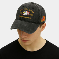Gorra de Béisbol Bordada de Lujo con Rayas Étnicas Americanas, Conmemorativa del 250 Aniversario de la Libertad