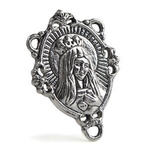 Centro in Lega del Sacro Cuore di Maria per la Realizzazione di Rosari Cattolici, 29mm, Argento Antico - Product Image 2