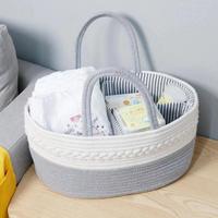 Motif personnalisé Couleurs LOGO Doublure Amovible Corde en Coton Tissé Grand Sacs pour Maman Organisateurs de Couches pour Bébé Panier de Rangement