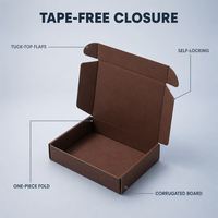 Boîte d'expédition en carton ondulé écologique et recyclable avec logo personnalisé, conception auto-scellante sans ruban adhésif, pliage en une seule pièce, matériaux recyclés