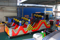 Parcours d'obstacles gonflable commercial avec toboggan d'escalade pour enfants et adultes, location pour événements en plein air