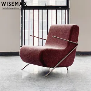 WISEMAX FURNITURE Factory Velvet Metal Frame Living Room Leisure Chair Hotel Room Armchair Lounge