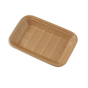 Platos rectangulares desechables de papel kraft a prueba de aceite, platos de comida para camión de comida rápida y tienda de aperitivos para llevar