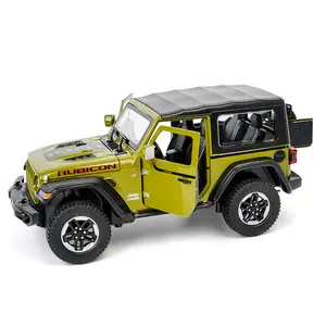 1:20 model JEEP Wrangler SUV kendaraan logam campuran mobil mainan anak laki-laki suara cahaya tarik model logam koleksi mainan Dekorasi