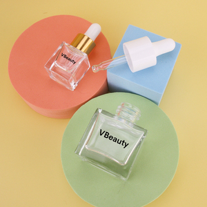 <strong>Unique</strong> Cosmetic 5ml 30ml 1oz Square Glass <strong>Dropper</strong> <strong>Bottle</strong> With White Shiny Gold <strong>Dropper</strong> Serum <strong>Bottle</strong>