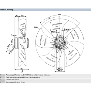 Ventilateurs axiaux électriques ebmpapst A4E450-AP01-20 450 mm 355W 230V AC, ventilateurs de climatisation, ventilateurs de refroidissement axiaux, ventilateurs de refroidissement pour chiller - Product Image 3