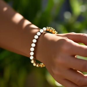 Fashion <b>Beaded</b> <b>Bracelet</b> 316L Stainless Steel PVD <b>Gold</b> Plating Sustainable Resistant - Product Image 3
