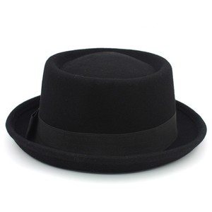 Chapeau Fedora Porkpie en feutre <span class=keywords><strong>de</strong></span> laine 100% australienne pour homme, style Trilby Pork <span class=keywords><strong>Pie</strong></span>, noir, neuf, avec <span class=keywords><strong>plume</strong></span>. - Product Image 4