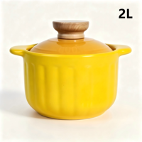 Olla de Cerámica Duradera Antiadherente Ecológica para Cocina de Gas con Tapa, Capacidad de 2L, Apta para Lavavajillas y Congelador, Utensilios de Cocina