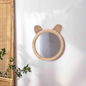 <span class=keywords><strong>Miroir</strong></span> mural en rotin tressé Art Déco pour chambre d'<span class=keywords><strong>enfant</strong></span>, décoration de la maison, <span class=keywords><strong>miroir</strong></span> de maquillage artisanal écologique - Product Image 3