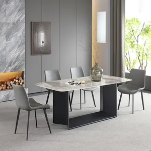 Marmor tisch 6 Sitze Küchentisch Auf Lager Außen-und Innenbereich Nordic Dining Room Sets Moderner Esstisch