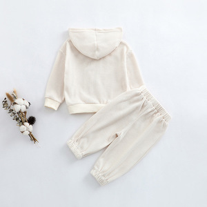 Ensemble deux pièces à capuche de haute qualité pour le printemps, confortable, avec fermeture éclair, survêtement en coton pour enfants - Product Image 4