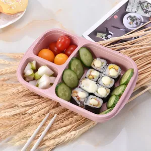 Boîte à lunch en paille <span class=keywords><strong>de</strong></span> blé, boîte bento portable avec compartiment, boîte bento <span class=keywords><strong>de</strong></span> pique-nique, récipient à fruits, vaisselle pour micro-ondes pour étudiants - Product Image 3