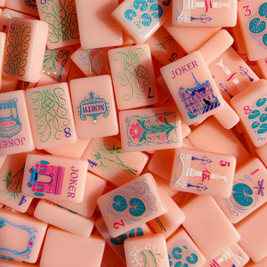 Juego de Fichas de Mahjong de Acrílico Rosa Jade, Lujoso y Elegante, 160 Piezas, Portátil, Estilo Americano, Tema Torre Eiffel, Bicicleta y <span class=keywords><strong>Metro</strong></span> - Product Image 5