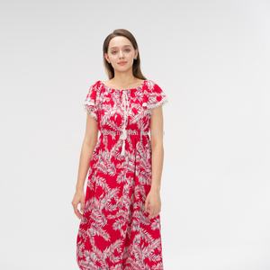 ชุดเดรสแฟชั่นผู้หญิงพิมพ์ลายดอกไม้ลูกไม้แบบกำหนดเองสำหรับ OEM เป็นมิตรกับสิ่งแวดล้อม ซักได้ แขนสั้น สไตล์ลำลองสำหรับผู้หญิง - Product Image 4