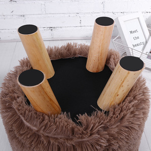 Repose-pieds en bois massif avec housse amovible 30x30 cm, tabouret ottoman de style scandinave au design moderne - Product Image 4