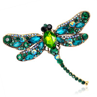 Broche libellule unisexe grande taille vente en gros de strass pour décoration de cadeau de fête de mariage pour vêtements broches de mode