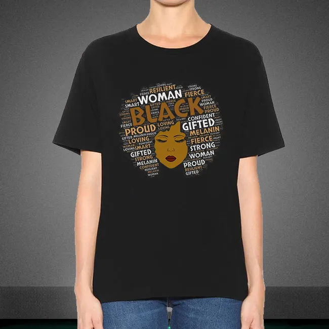 Оптовая Продажа Черный история афро девушка исправление афро леди горный хрусталь теплопередачи дизайн для пользовательских футболок