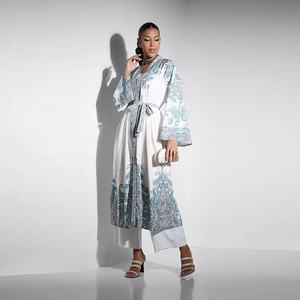 Abaya – <span class=keywords><strong>robe</strong></span> musulmane élégante en dentelle pour femmes, dernière collection malaisienne, belle broderie florale, ouverte, hiver - Product Image 4