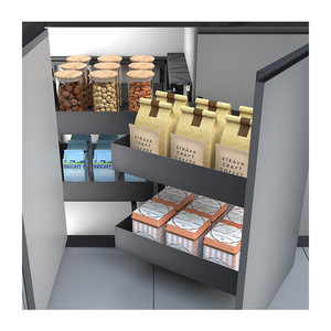 Modern Open Magic Corner <b>Kitchen</b> Cabinet With Pull Basket Pantry Organizer <b>Storage</b> Linkage Structure for <b>Kitchen</b> <b>Storage</b> Magic C - Product Image 2