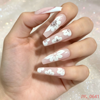Faux Ongles Réutilisables en ABS Peints à la Main, Forme Ovale Longue, French Manucure, Dégradé Rose Pailleté avec Strass, pour Mariage, Vente en Gros
