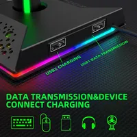 Support pour casque avec lumières RVB et ports USB de type C, support pour casque de jeu pour tous les casques, accessoires de jeu pour PC, bureau