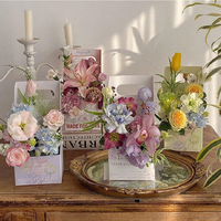 Nouvelle boîte à fleurs en papier portable Bouquet emballage Saint Valentin fête des mères Arrangement de fleurs printemps série parfumée