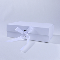 Boîtes à souvenirs rigides pliables à nœud en ruban blanc élégant personnalisées pour les mariages