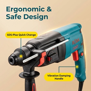 <span class=keywords><strong>Martillo</strong></span> Rotatorio <span class=keywords><strong>Eléctrico</strong></span> <span class=keywords><strong>de</strong></span> Velocidad Variable 1200 RPM 50/60 Hz CE EMC, Máquina Perforadora <span class=keywords><strong>de</strong></span> Concreto <span class=keywords><strong>de</strong></span> 26 mm, Herramienta Eléctrica <span class=keywords><strong>de</strong></span> 850 W - Product Image 2