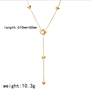 Collana a Forma di Cuore in Acciaio Inossidabile, Design di Nicchia alla Moda per Donne, Lunga Catena per Maglione che Non Sbiadisce - Product Image 4