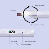 Máquina Eléctrica Profesional Inalámbrica Recargable para Uñas con Motor de Escobillas 45000rpm para Acrílico y Gel