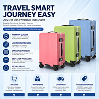 Ensemble de bagages rigides en aluminium de qualité supérieure avec cadre en aluminium, rayures verticales, double serrure TSA, roues pivotantes à 360°, tailles 20, 24 et 28 pouces