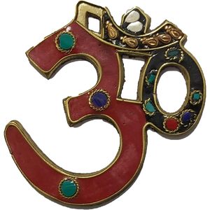 งานฝีมือ parijat ทองเหลือง OM Symbol ติดผนังศิลปะการทำสมาธิศักดิ์สิทธิ์ห้องโยคะตกแต่งผนังทองเหลือง (Brass-Om-0102) - Product Image 1