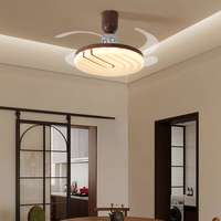 Ventilateur de plafond LED moderne de 42 pouces avec lampe rétractable, 4 pales, moteur CC, télécommande 6 vitesses, 220 V, pour chambre à coucher, fabriqué en Chine