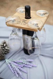 Mayordomo de vino personalizado, regalo de degustación personalizado, bolso de madera para vino, regalo para amantes, soporte de cristal, carro de botella de vino - Product Image 6